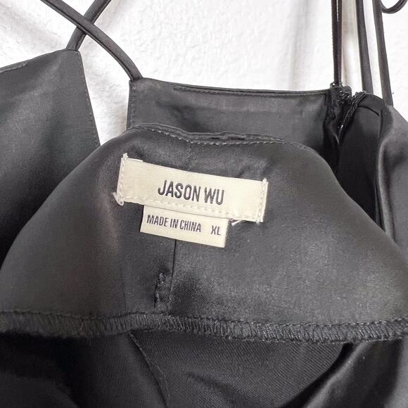 Jason Wu Black Strappy Satin Slip Midi Dress Size XL - Picture 12 of 12